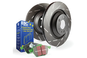 EBC BMW E90 E91 E92 E93 Greenstuff Rear Brake Pads & USR Slotted Discs Kit - ATE Caliper (325i, 330i & 335i)