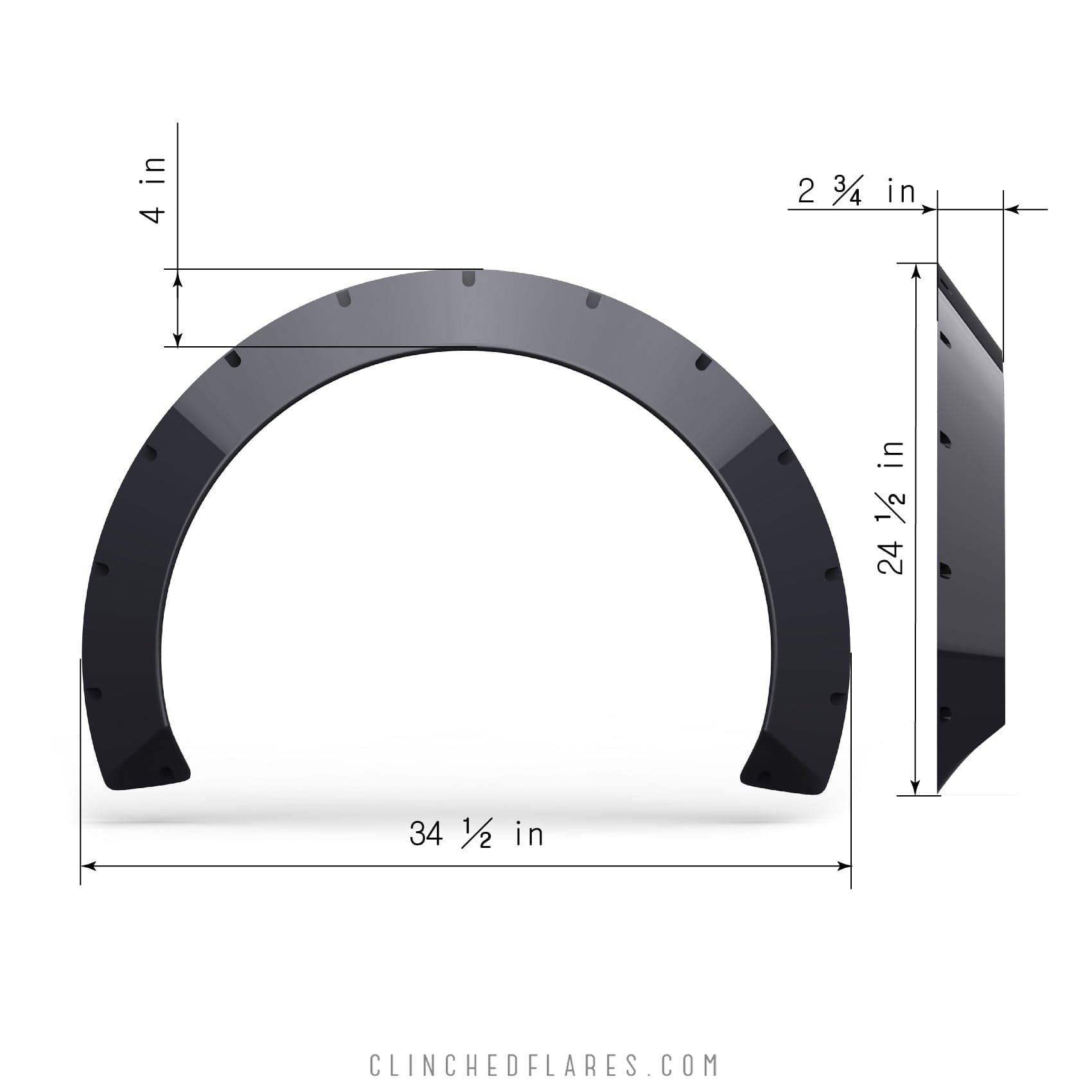 Clinched “Glider” 7cm (2.7″) Fender Flares