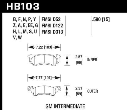 Hawk Performance HB103U.590 DTC-70 Brake Pads Front