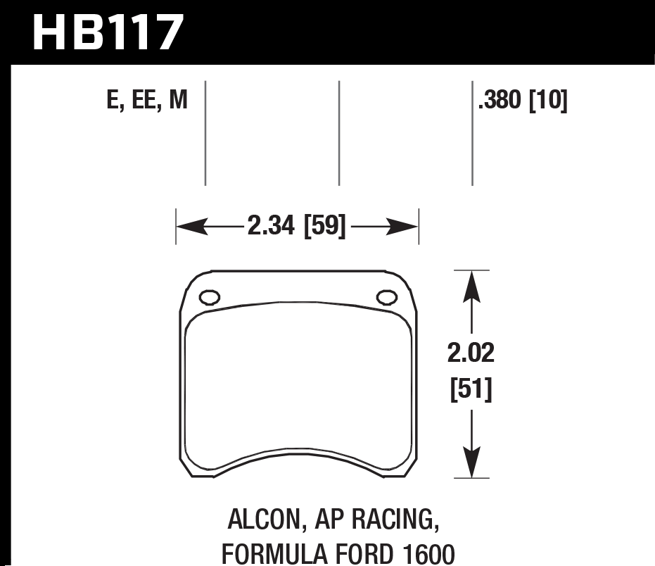 Hawk Performance HB117M.380 Black Brake Pads