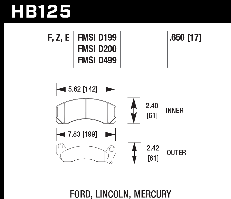 Hawk Performance HB125F.650 HPS Brake Pads Front