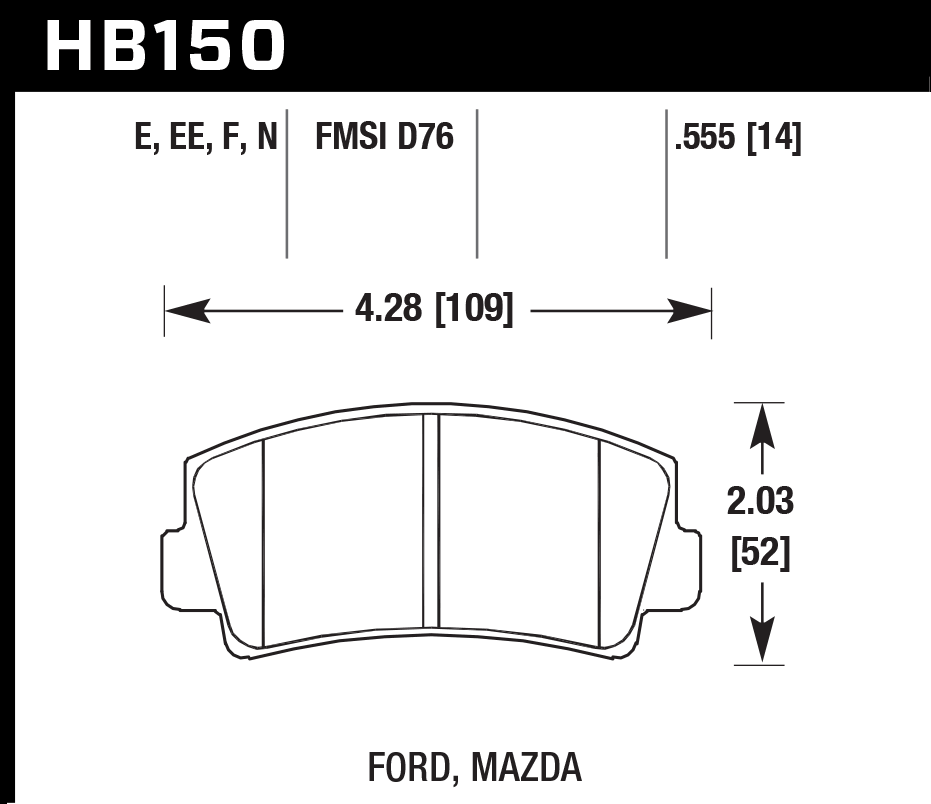 Hawk Performance HB150N.555 HP Plus Brake Pads Front