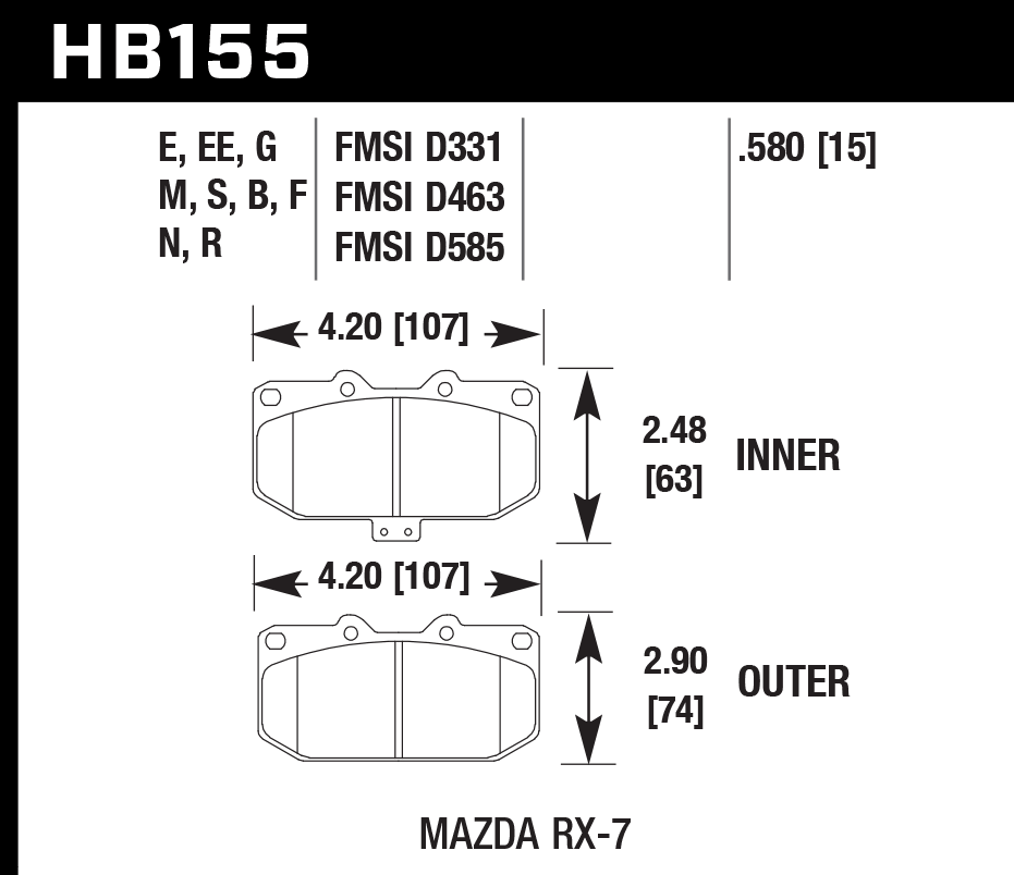 Hawk Performance HB155F.580 HPS Brake Pads Front
