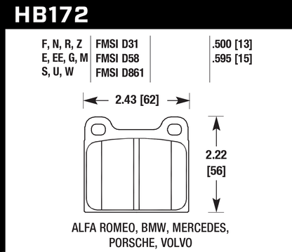 Hawk Performance HB172W.595 DTC-30 Brake Pads Front