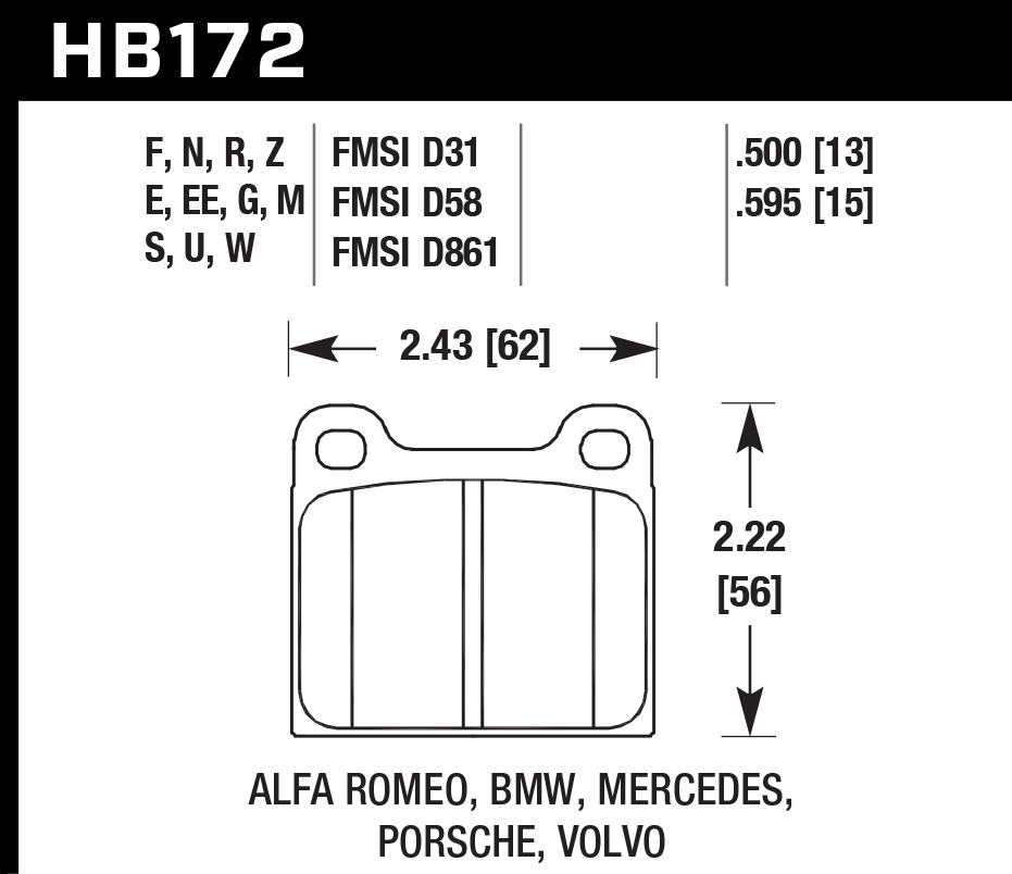 Hawk Performance HB172E.500 Blue 9012 Brake Pads Rear