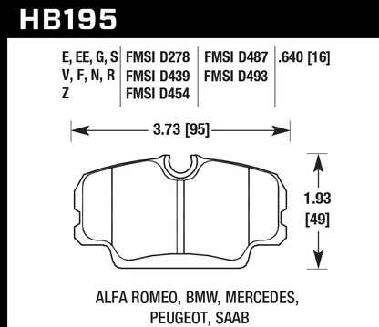 Hawk Performance HB195F.640 HPS Brake Pads Front