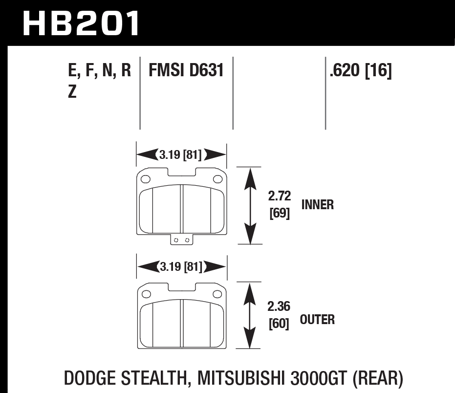 Hawk Performance HB201R.620 Street/Race Brake Pads Rear