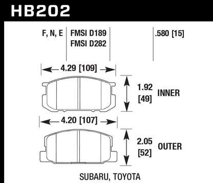 Hawk Performance HB202E.580 Blue 9012 Brake Pads Front
