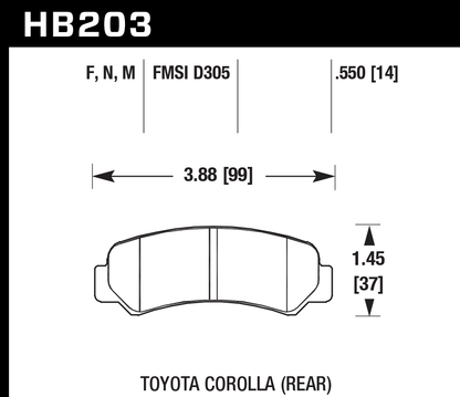 Hawk Performance HB203M.550 Black Brake Pads Rear