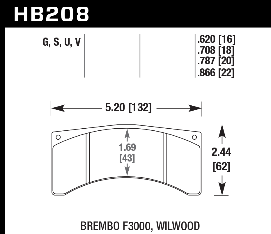 Hawk Performance HB208G.708 DTC-60 Brake Pads