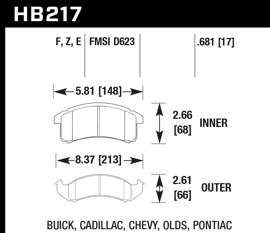 Hawk Performance HB217E.681 Blue 9012 Brake Pads Front