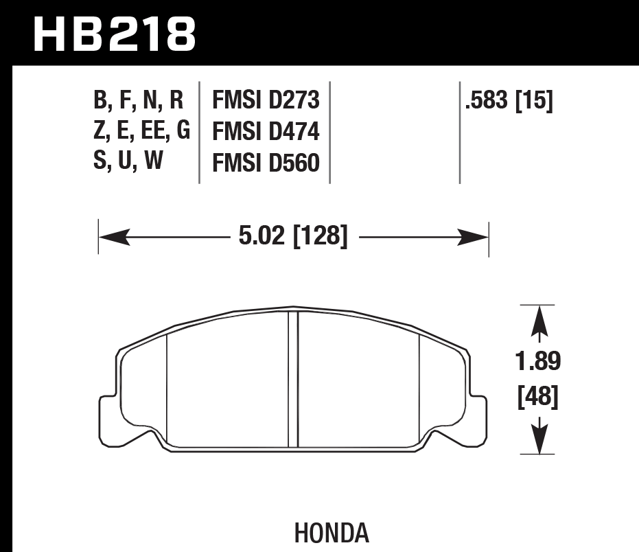 Hawk Performance HB218B.583 HPS 5.0 Brake Pads Front