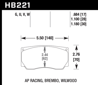 Hawk Performance HB221U1.10 DTC-70 Brake Pads