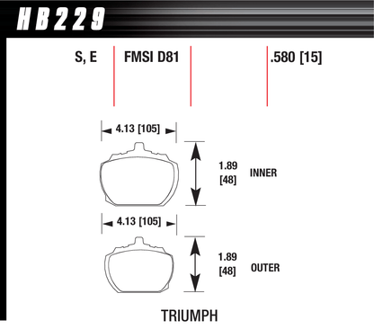 Hawk Performance HB229S.580 HT-10 Brake Pads Front