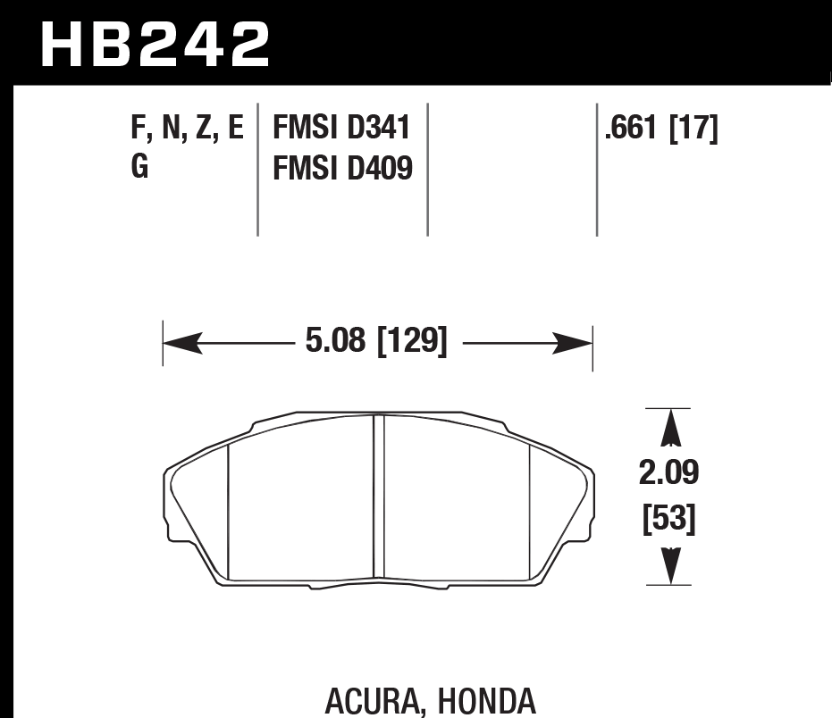 Hawk Performance HB242E.661 Blue 9012 Brake Pads Front