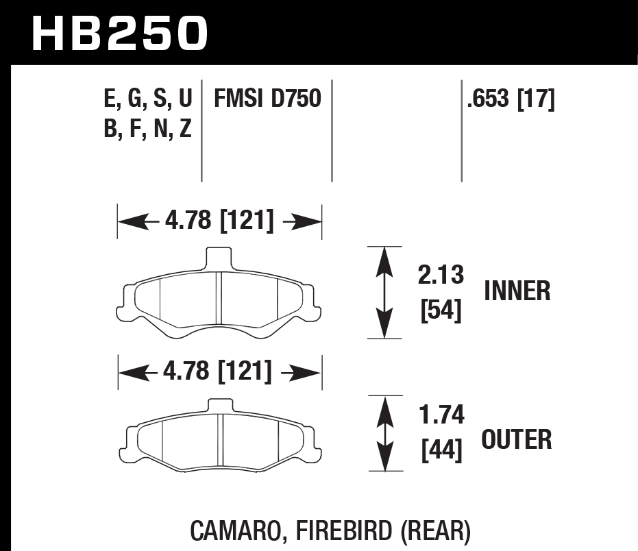 Hawk Performance HB250B.653 HPS 5.0 Brake Pads Rear