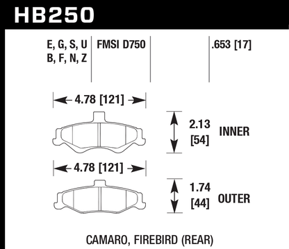 Hawk Performance HB250B.653 HPS 5.0 Brake Pads Rear