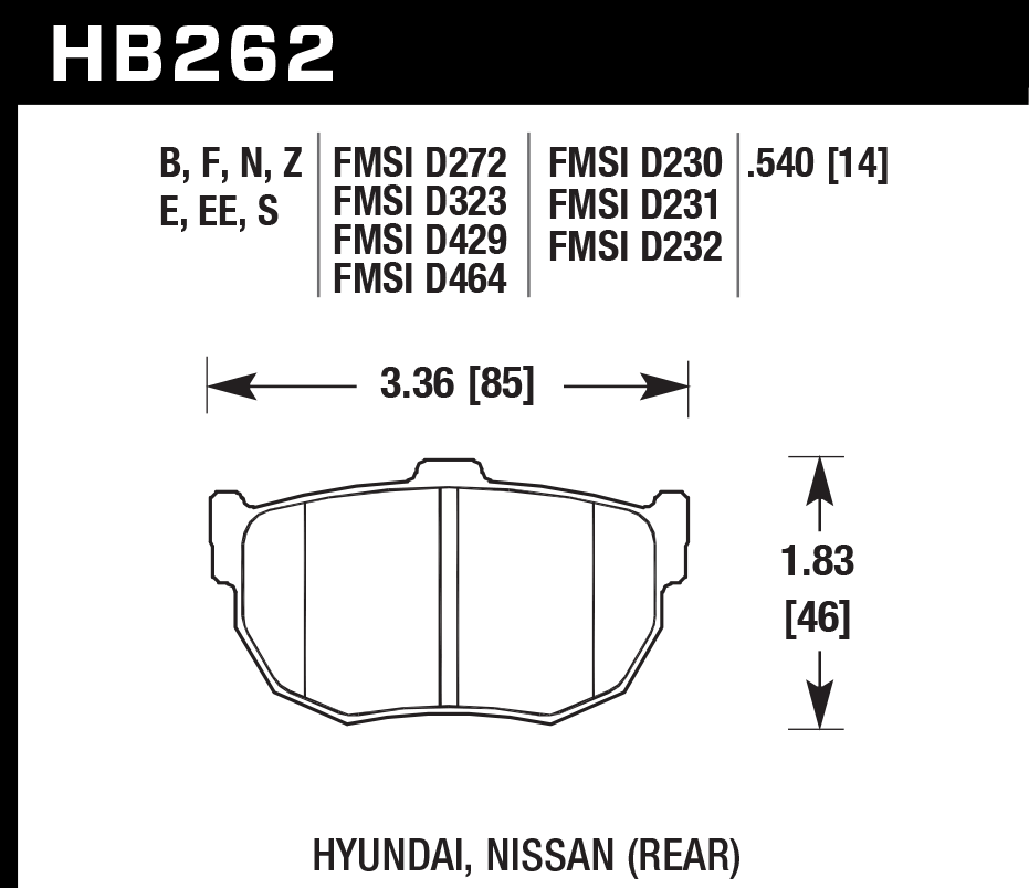 Hawk Performance HB262Z.540 PC Brake Pads Rear