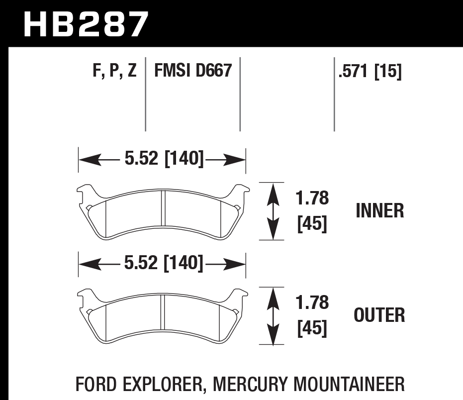 Hawk Performance HB287Z.571 PC Brake Pads Rear