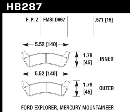 Hawk Performance HB287Z.571 PC Brake Pads Rear