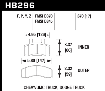 Hawk Performance HB296F.670 HPS Brake Pads Front