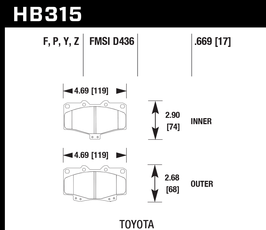 Hawk Performance HB315Y.669 LTS Brake Pads Front