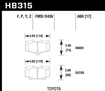 Hawk Performance HB315Y.669 LTS Brake Pads Front