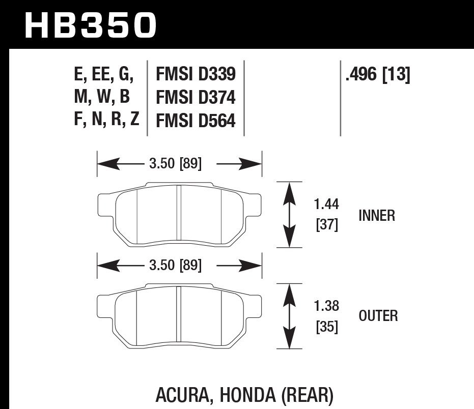 Hawk Performance HB350D.496 ER-1 Brake Pads Rear