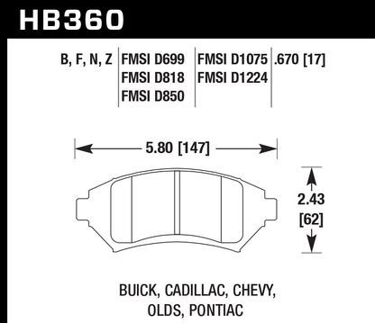 Hawk Performance HB360F.670 HPS Brake Pads Front
