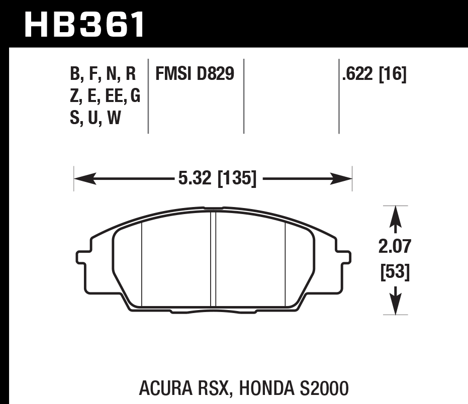 Hawk Performance HB361G.622 DTC-60 Brake Pads Front