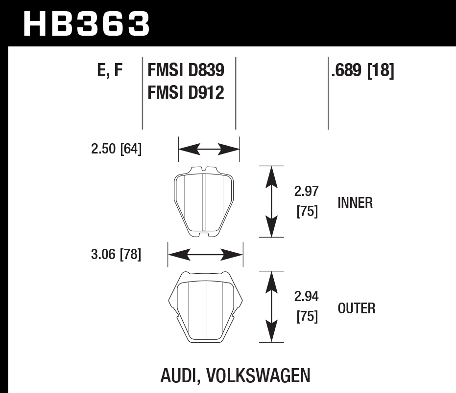 Hawk Performance HB363F.689 HPS Brake Pads Front