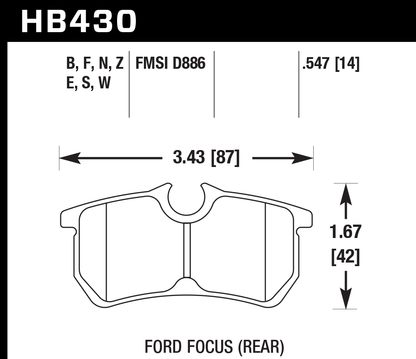 Hawk Performance HB430N.547 HP Plus Brake Pads Rear