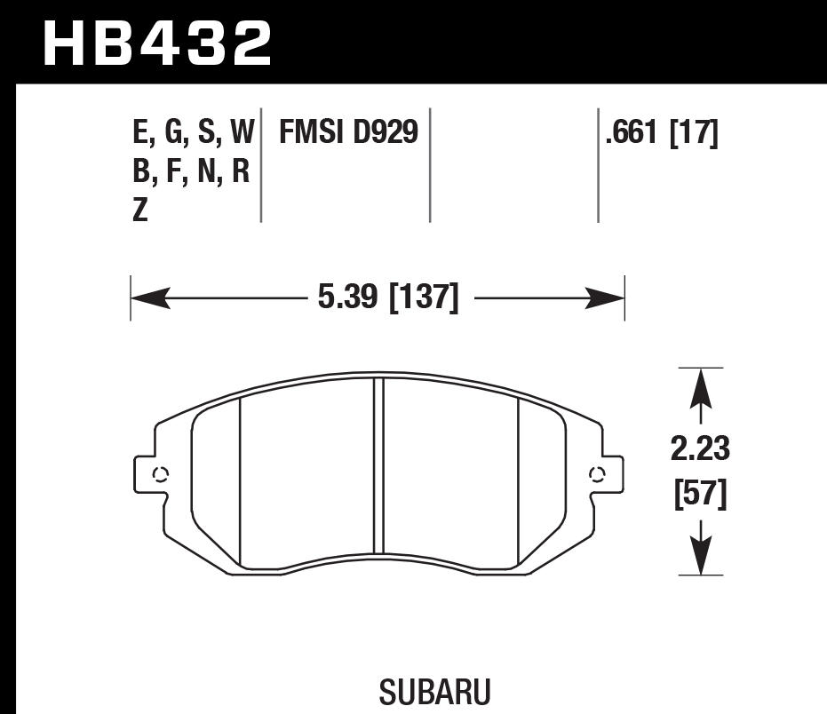 Hawk Performance HB432F.661 HPS Brake Pads Front