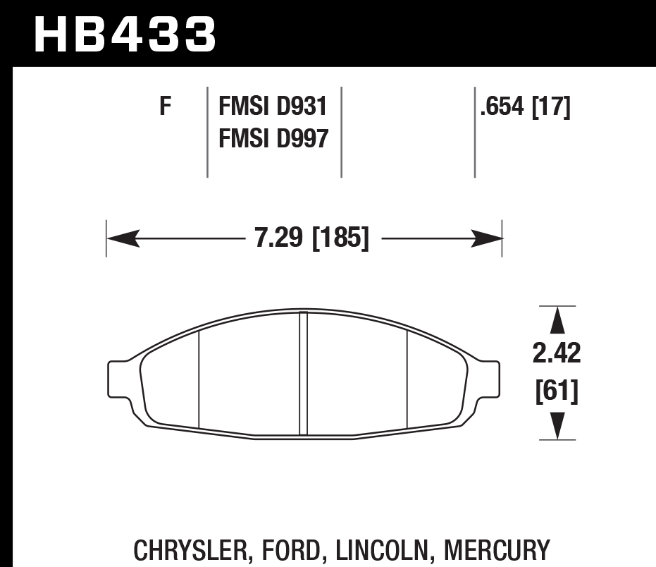 Hawk Performance HB433B.654 HPS 5.0 Brake Pads Front