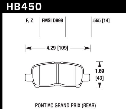 Hawk Performance HB450F.555 HPS Brake Pads Rear