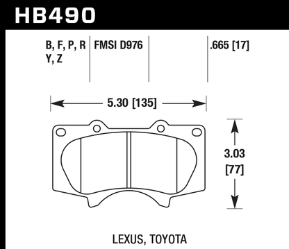 Hawk Performance HB490Z.665 PC Brake Pads Rear