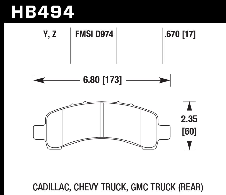 Hawk Performance HB494Y.670 LTS Brake Pads Rear