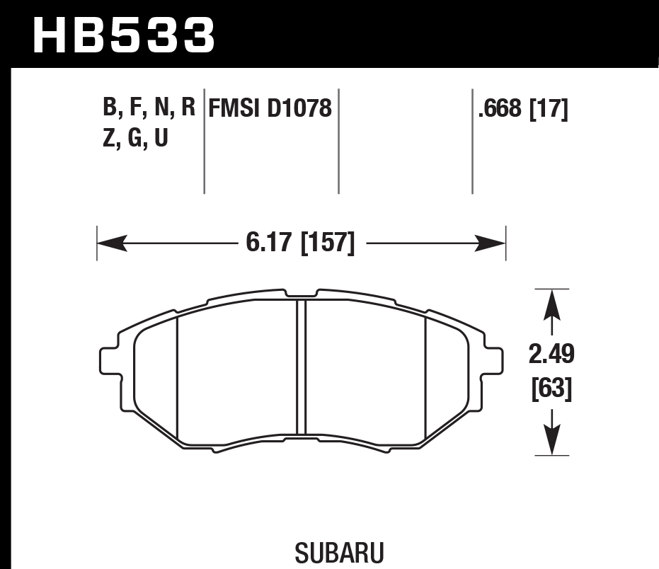 Hawk Performance HB533N.668 HP Plus Brake Pads Front