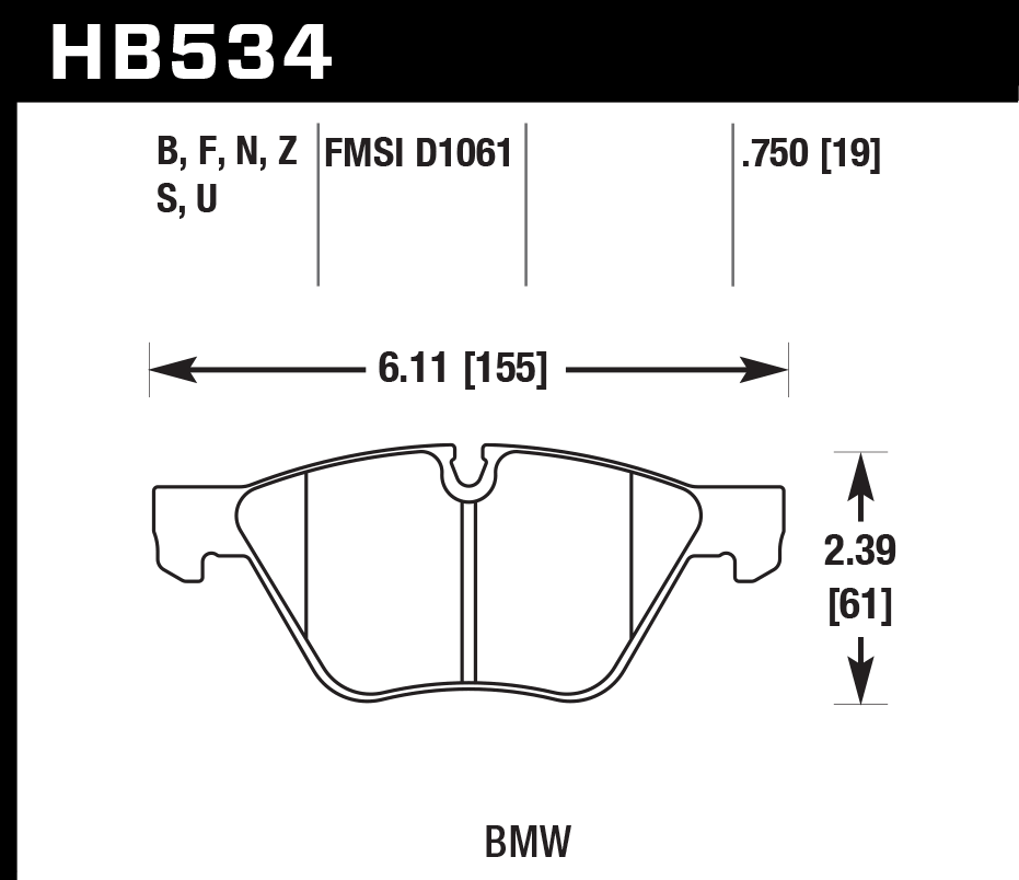 Hawk Performance HB534F.750 HPS Brake Pads Front