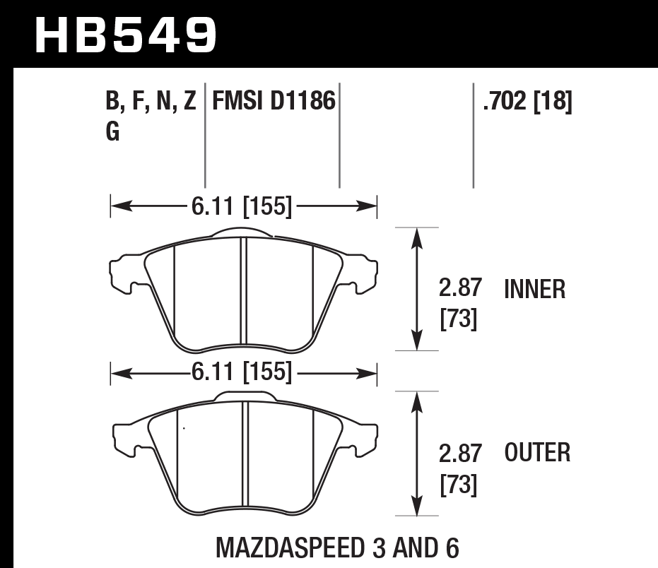 Hawk Performance HB549B.702 HPS 5.0 Brake Pads Front