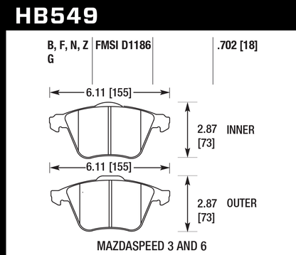 Hawk Performance HB549N.702 HP Plus Brake Pads Front