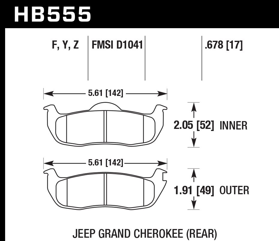 Hawk Performance HB555Y.678 LTS Brake Pads Rear