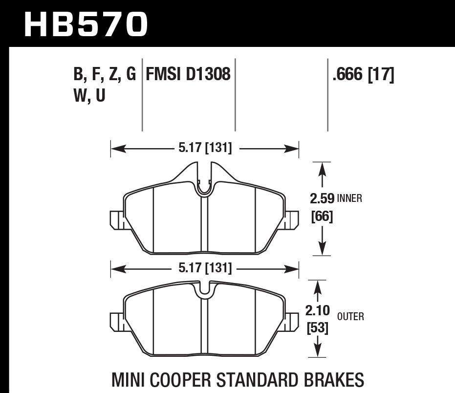 Hawk Performance HB570F.666 HPS Brake Pads Front