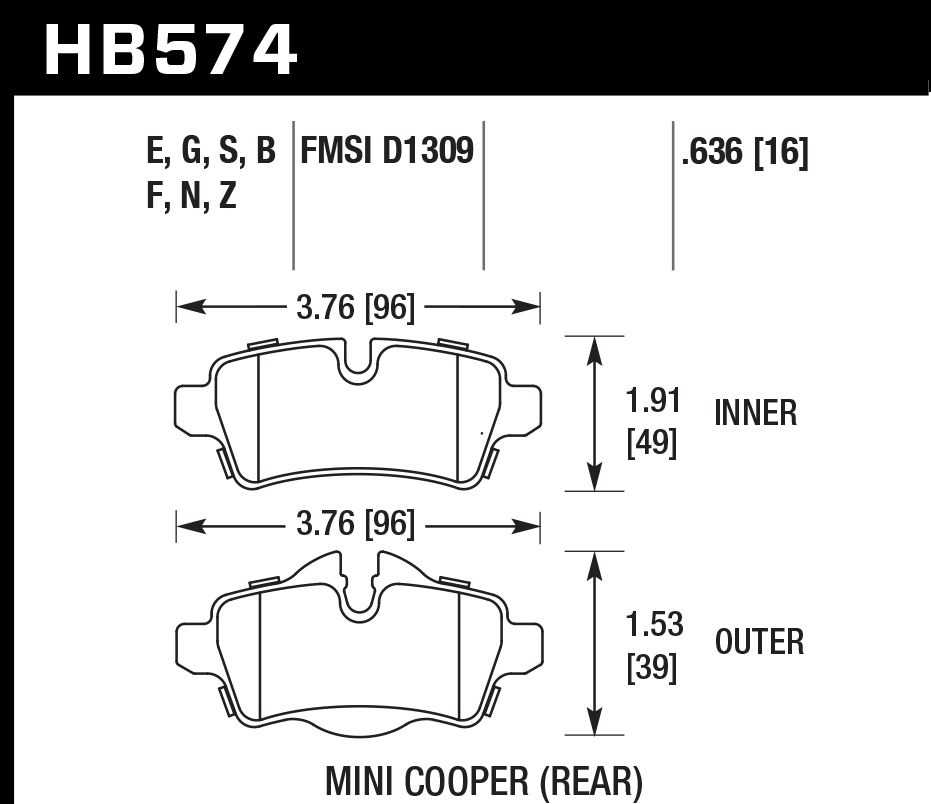 Hawk Performance HB574N.636 HP Plus Brake Pads Rear