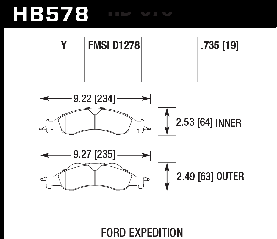 Hawk Performance HB578Y.735 LTS Brake Pads Front