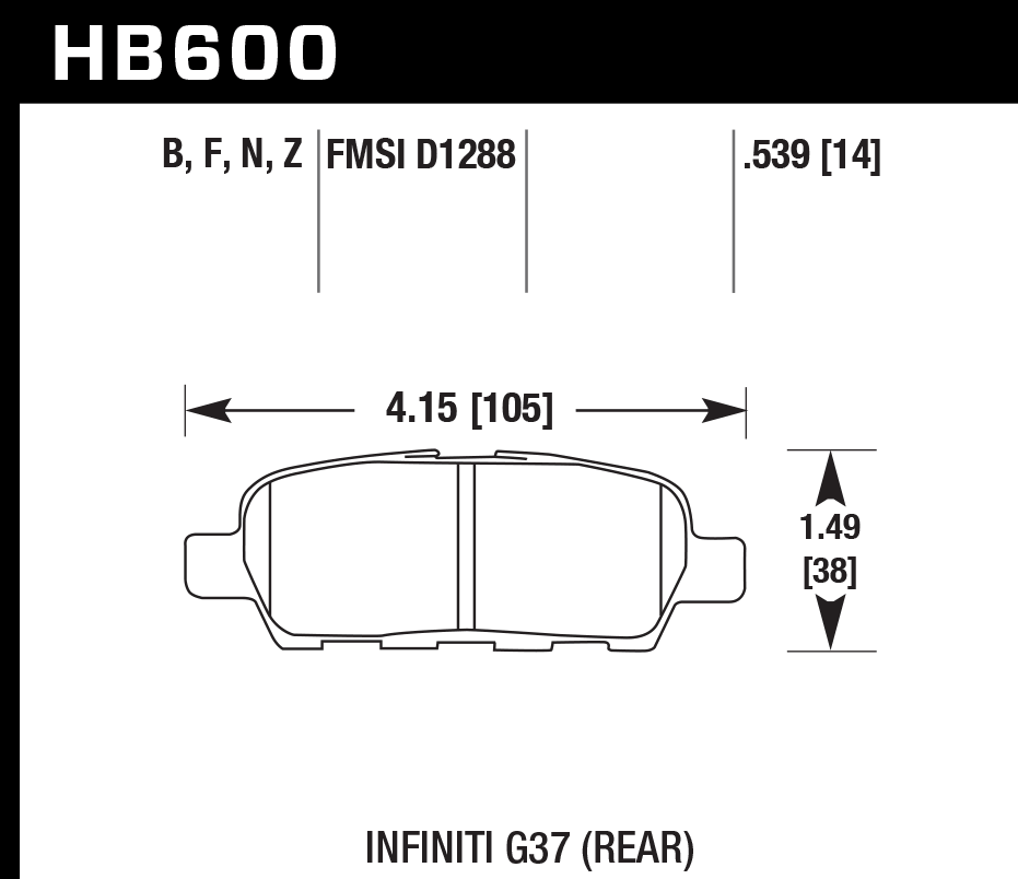 Hawk Performance HB600F.539 HPS Brake Pads Rear