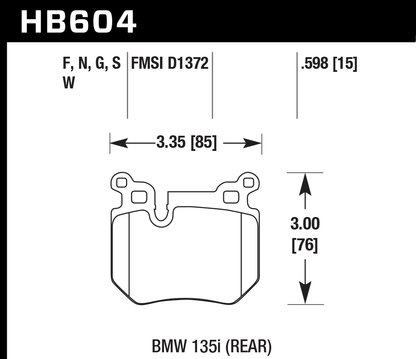 Hawk Performance HB604W.598 DTC-30 Brake Pads Rear