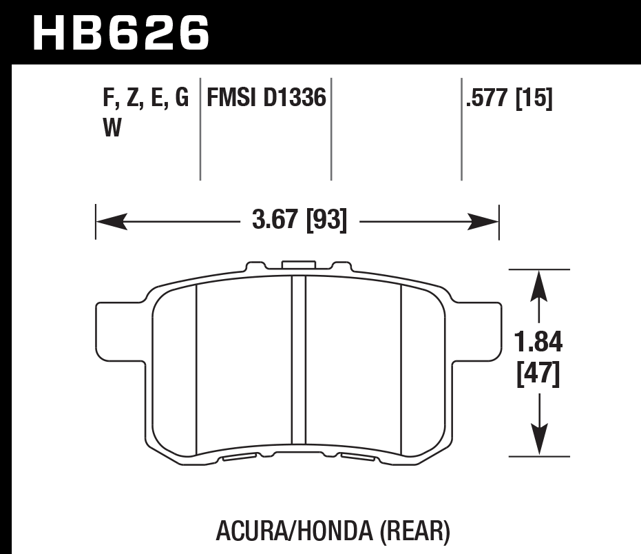 Hawk Performance HB626B.577 HPS 5.0 Brake Pads Rear