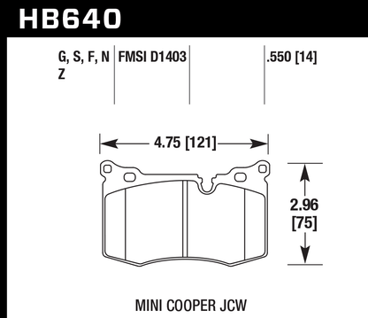 Hawk Performance HB640Z.550 PC Brake Pads Front