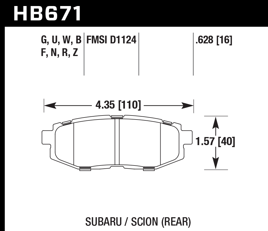 Hawk Performance HB671D.628 ER-1 Brake Pads Rear